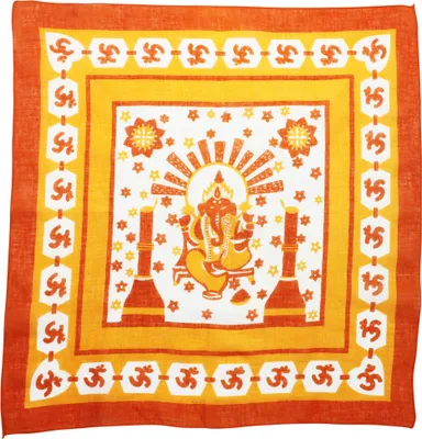 Produktbild von Bandana Tuch - Ganesha - Goa - Elefant - orange - quadratisches Kopftuch
