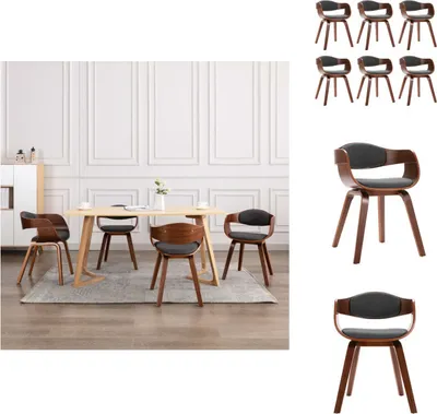 Image de vidaXL Chaises de salle à manger 6 pcs. Bois courbé et tissu gris - Chaises de salle à manger