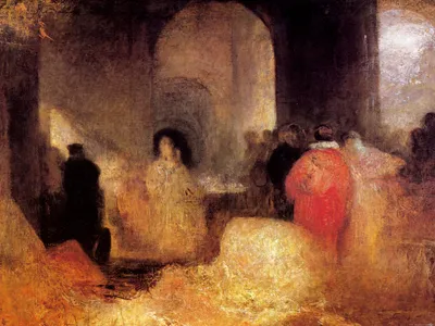 Produktbild von Joseph William Turner Kunstdruck Bild - Abendessen Mit Menschen In Kostümen, 1830-1835 (60 x 80 cm)
