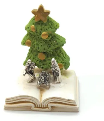 Mini-Krippe aus Harz und Metall, Heilige Familie, 6x4,5 cm