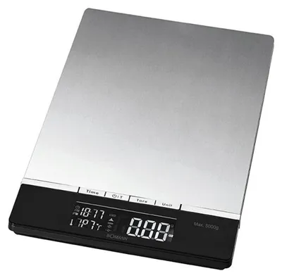 Zdjęcie produktu dla Bomann KW 1421 CB, Elektroniczna waga kuchenna, 5 kg, 1 g, Czarny, Stal nierdzewna, Przyciski, LCD