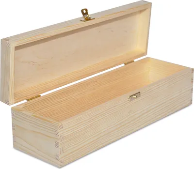 Obrázok produktu pre Creative Deco Drevená Krabica na Víno | Krabica na Víno na 1 Fľašu s Vekom a Uzáverom | 36 x 11 x 9,8 cm | Ideálna na Dekupáž, Skladovanie, Dekoráciu alebo ako Darček | Z Prírodného Borovicového Dreva