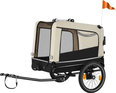 Image de Remorque vélo pour chien WoofRider multifonction, Pliable, jusqu'à 40kg - beige