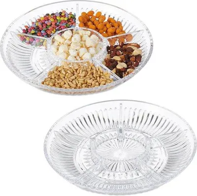 Produktbild von Servierschalen-Set mit Noten- und Chipsfächern - Transparante Borreleimer HxØ 4 x 32 cm