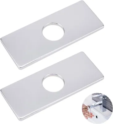 Obrázek produktu pro 2x krycí deska pro vodovodní kohoutky, nerezová ocel 304, rozměry 160x66 mm, otvor 34,5 mm, vhodná pro fontány s jedním otvorem, kuchyně a koupelny