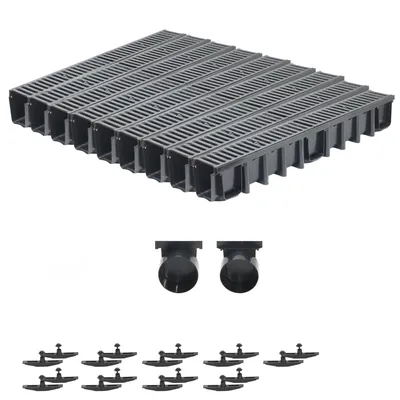 Produktbild von SPEEDPLANT Entwässerungsrinne C250 mit Gussrost, PKW- & LKW-befahrbar – 9 m Bodenrinne, 25 t Belastbarkeit, Tiefe 148 mm, inkl. Zubehör