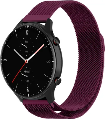 Produktbild von Strap-it Milanese Armband - Kompatibel mit Amazfit GTR 2 Armband Ersatzarmband Edelstahl - Armband mit Magnetverschluss - Hochwertiges Material - für Smartwatch 22mm Armband Lila