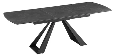 Produktbild von Esstisch ausziehbar OBLIKA 180-230 cm – Schwarze Keramik und Metall