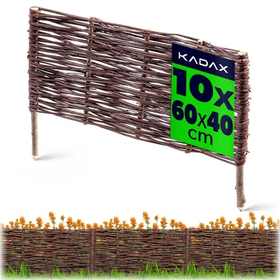 Produktbild von KADAX Palisade aus Weide "Holme", natürlicher Weidenzaun, 40 cm, 10 Stück