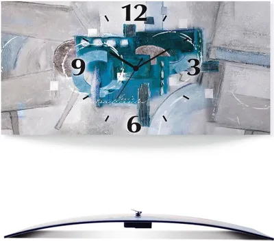Produktbild von ARTland Wanduhr, gebogen Funkuhr - schwarzer Zeiger Abstrakte blaue Kreise Größe: 60x30 cm