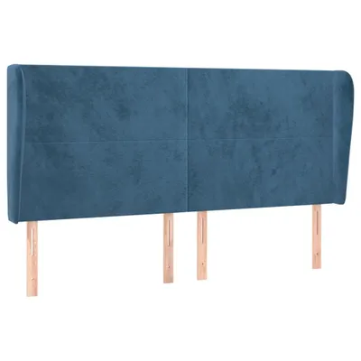 Produktbild von Kopfteil mit Ohren Dunkelblau 203x23x118/128 cm Samt