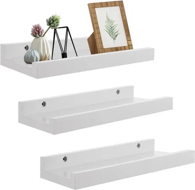 Produktbild von Wandregal SHUESS Wandregal Weiß 30 cm, 3er Set, Hängeregal, Wandregal, modernes Schweberegal, schmaler Bilderrahmen für Badezimmer, Wohnzimmer, Küche,