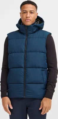 Produktbild von Blend BHZipa Herren Steppweste Weste Outdoor-Weste mit abnehmbarer Kapuze hohem Kragen Kinnschutz Eingrifftaschen Label-Details Regular fit