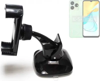 Produktbild von K-S-Trade kompakte Handy-Halterung Windschutzscheibe kompatibel mit ZTE Axon 50 Lite Armaturenbrett schwarz Autohalterung KFZ Halter