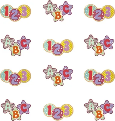 Produktbild von Oblique Unique ABC 123 Konfetti 12 Stk mit Kreis Stern Form Schuleinführung Einschulung Schulanfang Streu Deko bunt