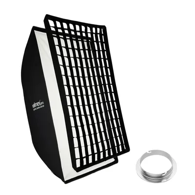 Produktbild von Walimex pro Essential Striplight Softbox 80 x 120 cm + Elinchrom Adapter 15,2, Lichtformer 360°, einfacher Aufbau, inkl. Grid, Bowens Adapter, Transporttasche, ideal für Produkt- und Peoplefotografie
