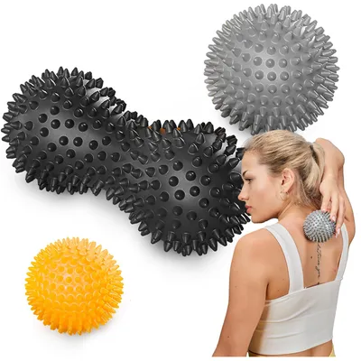 Produktbild von TREX SPORT Massageball Set 3 Stück TX-003MSB | Selbstmassage Igelball & Duoball hart ø 7–9 cm | Noppenball für Muskelentspannung und Ganzkörpermassage