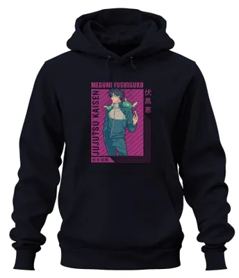 Zdjęcie produktu dla Megumi Fushiguro Jujutsu Kaisen Shikigami Anime Gift Retro Uni Bluza z kapturem, Granatowy, L
