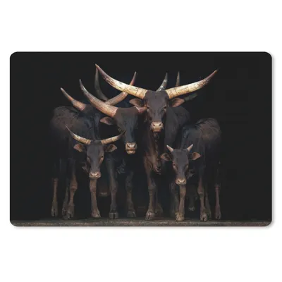 Produktbild von MuchoWow® Schreibtischunterlage Kühe - Watussi - Schwarz 60x40 cm - XXL Mauspad - Großes Mauspad