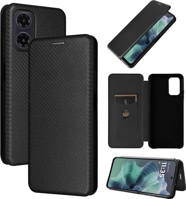 Obrázek produktu pro Pro Motorola Moto G35 Carbon Fibre Texture Hybrid Flip Protective Phone Case Black