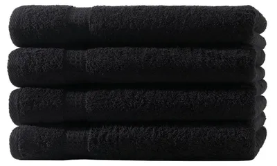 Produktbild von 4er Set Frottee Gästetücher Elegance 30x50 cm 100% Baumwolle 500 gsm Gästetuch schwarz