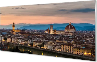 Produktbild von Glasbilder 120x60 Wandkunst Italien Panorama Kathedrale Berge