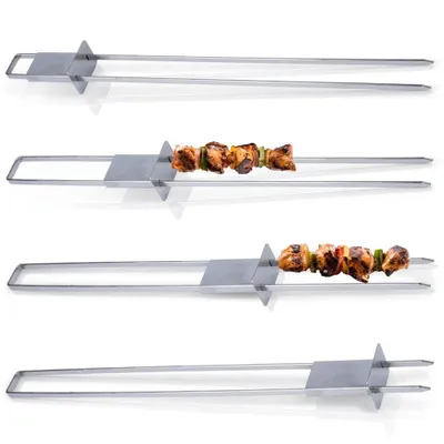 Brochettes Grillées En Acier Inoxydable, 10 Pièces, Brochettes Shashlik Reimprimables 43 Cm Grill Kebap Shampura Brochettes De Viande Longues Brochettes Pour Viande Et Legumes