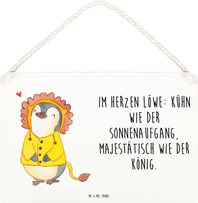 Produktbild von Mr. & Mrs. Panda Schild Löwe Astrologie DIN A5 - Weiß - Geschenk, wandtafel, Türschild, Sternzeichen, holzbild, Geburtstagsgeschenk, kleine aufmerksamkeit, Wandschild