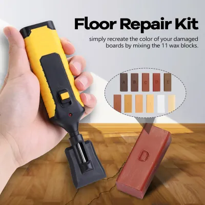 Obrázek produktu pro Domů Domácnost Sada na opravu laminátových podlah Sada na opravu podlah DIY Multifunkční sada nástrojů na opravu dřevěných desek Sada nástrojů na opravu škrábanců na dřevěných podlahách s 11 voskovými bloky
