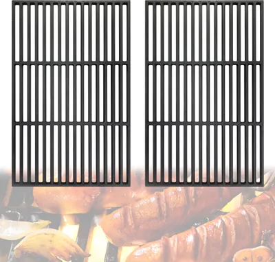 Produktbild von LARS360 2x Grillrost 42 x 28 cm Rechteck Gusseisen Grillrost Grillgitter Gussrost Roste, Grillplatten für Gasgrill und Holzkohlegrill, Massiv und Emailliert