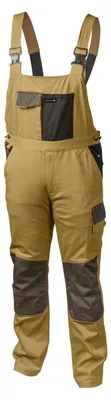Produktbild von Arbeitslatzhose Herren dunkelbeige/beige Gr. XL (54) Högert Technik, 97% Baumwolle/3% Elasthan – EDGAR II Latzhose Berufsbekleidung (HT5K272-1)
