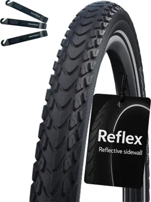 Zdjęcie produktu dla Schwalbe Marathon Mondial 1 x opona rowerowa Performance RaceG E-50 Black-Reflex 47-622 (28 x 1,75") wraz z dźwigniami do opon maxxi4you