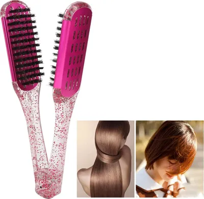 Produktbild von Dubbelseitige Stijltangbürste für Haarstyling und Entwirrung - Rosa - Friseurkamm - Weiches Haar - Haarbürste