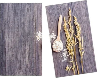 Produktbild von Spritzschutz Herdabdeckplatte Schneidebrett aus Glas Getreidestangen 2-Teilig (60x52cm)