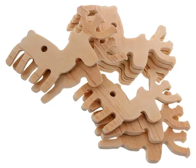 Immagine prodotto di 10 decorazioni natalizie a forma di renna in legno, da appendere all'albero di Natale e per le feste