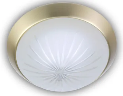 Produktbild von LED Deckenlampe Schliffglas Messing matt Flurlampe Dielenlampe Ø35cm Kellerlampe