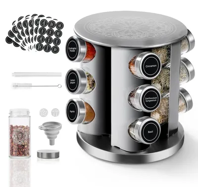 Image de Étagère rotative pour épices, avec 12 pots ronds de 100 ml