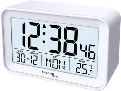 Digitalwecker WT497, weiß, mit Temperatur, Datum, Alarm & Snooze