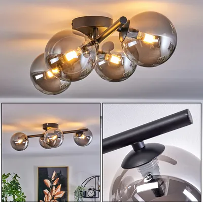 Produktbild von Isorella Deckenlampe aus Metall/Glas in Schwarz/Rauchfarben