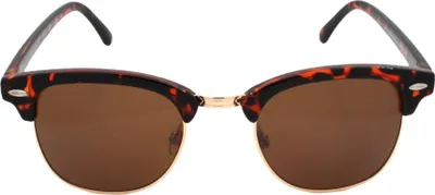 Produktbild von Retro Sonnenbrille Gold Animal Braun Getönt Browline Panto Form Vintage Design Damen Herren Festivalbrille Rennec