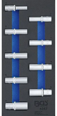 Produktbild von BGS 4057 1/3 Werkstattwageneinlage: Steckschlüsseleinsätze 12,5 (1/2), 6-kant, tief, 10-24 mm, 9-tlg.