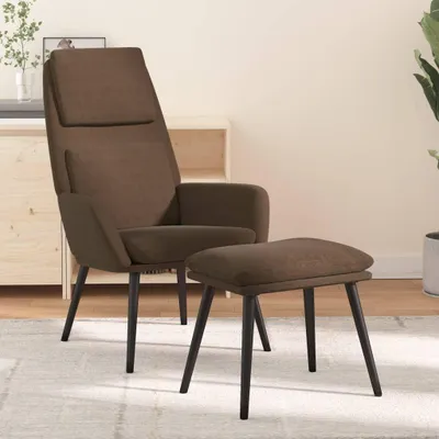 Image de Maison Exclusive - Fauteuil de détente avec repose-pieds, tissu marron