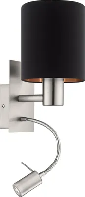 Produktbild von EGLO LED Wandlampe Pasteri, 2 flammige Textil Wandleuchte, E27, inkl. Schalter und flexiblen Leselicht