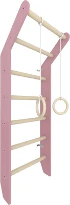Produktbild von Sprossenwand Toddler Rosa | Kinderzimmer Holz Kinder Klettergerüste Spielplatz indoor Turnringe Kletterwand