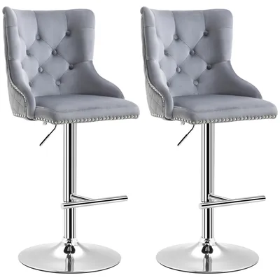 Produktbild von HOMCOM 2er Set Barhocker Barstühle Drehstühle höhenverstellbar modern Hellgrau