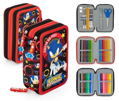 Produktbild von Sonic the Hedgehog - Mäppchen Federmappe, 42 Teile, 3-fach gefüllt