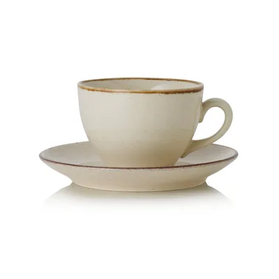 Produktbild von 6x Ober- und Untertasse Kaffeetasse 220 ml SMILLA Sand / beige