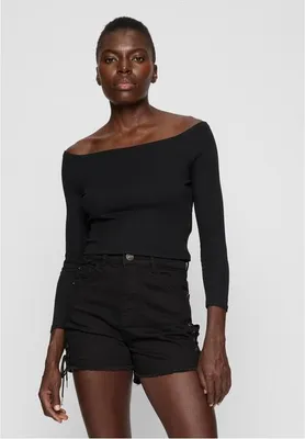 Zdjęcie produktu dla Urban Classics Ladies Off Shoulder Rib Longsleeve Longsleeve Black - XXL