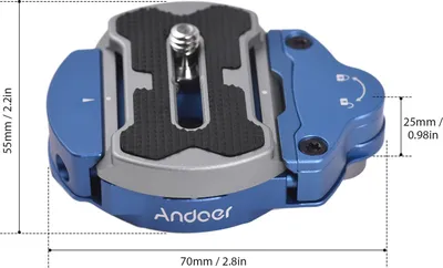 Produktbild von Andoer Schnellwechselplatte Klemmadapter fuer Panorama-Stativkopf aus Aluminiumlegierung mit Schnellwechselplatte 1/4 Zoll Schraubanschluss