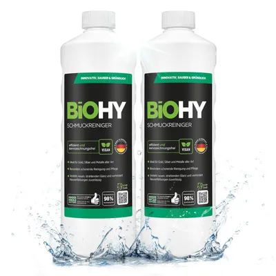 Produktbild von BiOHY Schmuckreiniger + Dosierer, Silberreiniger, Goldreiniger, Schmuckpflege, 2 x 1 l